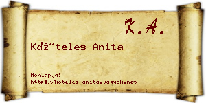 Köteles Anita névjegykártya