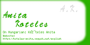 anita koteles business card